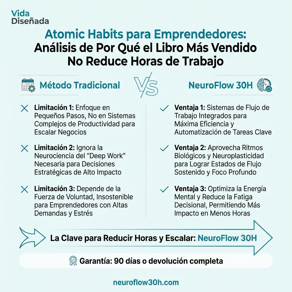 Infografía: Atomic Habits de James Clear para Emprendedores: Por Qué Buenos Hábitos No Arreglan un Negocio Roto