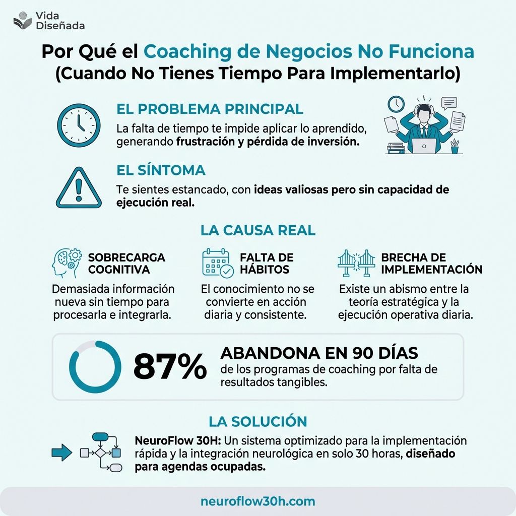 Infografía: Por Qué el Coaching de Negocios No Funciona (Cuando No Tienes Tiempo Para Implementarlo)