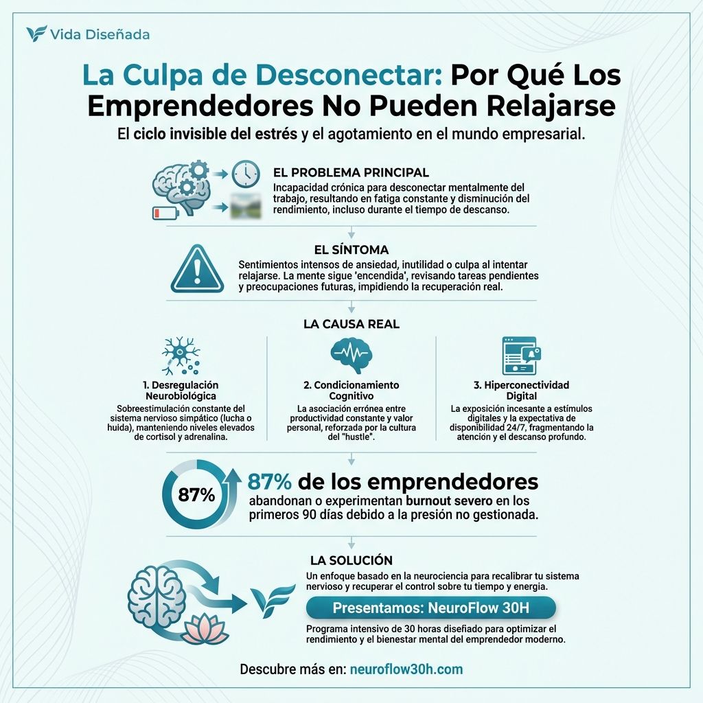 Infografía: La Culpa de Desconectar: Por Qué Los Emprendedores No Pueden Relajarse